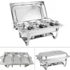 Buffévärmare Chafing Dish - Rektangulär Matvärmare - 3 Fack 3×3 L (9 L) - Rostfritt Stål - För Catering & Buffé