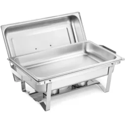 Buffévärmare Varmhållningsfat - Rektangulär 4-pack 9,91 L - Rostfritt Stål - Lock & Bränslehållare - 2 Mattänger - För Buffé, Fest, Bröllop - Silver | CDON
