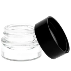 Burk, glasbehållare, 5 ml, färglös, med svart PP-lock x10