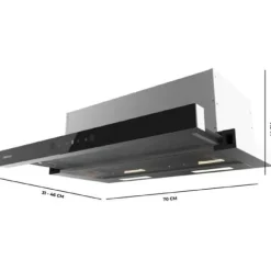 Cecotec Utsugningsfläkt 70cm Teleskopisk Bolero Flux TLT 704400 Glas Svart A+++. Sugning 431,2m³/h, Låg Energiförbrukning, Motor