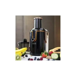 Cecotec 1300-W slow juicer with titanium-coated disc and XXL inlet mouth.