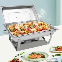 Chafing Dish - Buffévarmare - 9 L Kapacitet - Rostfritt Stål - Professionell - För Buffé & Catering - Svart