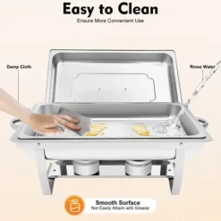 Chafing Dish - Buffévarmare - 9 L Kapacitet - Rostfritt Stål - Professionell - För Buffé & Catering - Svart