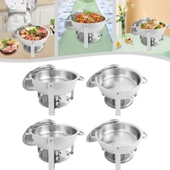 Chafing Dish Bufféset - Buffévärmare - 4 delar - 4,5 L per behållare - För fest & bröllop - Silver