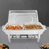 Chafing Dish Bufféset - 2-fack Matvärmare/Serveringskärl - Rostfritt Stål - För Catering, Bröllop & Event - Silver