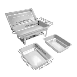 Chafing Dish Bufféset - 2-fack Matvärmare/Serveringskärl - Rostfritt Stål - För Catering, Bröllop & Event - Silver