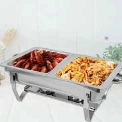 Chafing dish, buffévarmhållare, 7,5 L, rostfritt stål, professionellt set, silver