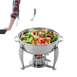 Chafing Dish, Hållbar Ram i Rostfritt Stål, Glaslagg, Stabil Uppvärmningslösning