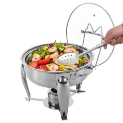 Chafing Dish, Hållbar Ram i Rostfritt Stål, Glaslagg, Stabil Uppvärmningslösning