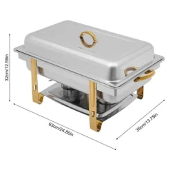 Chafing Dish, 9L kapacitet, stilren och hållbar design, spegelblanka yta,Silver