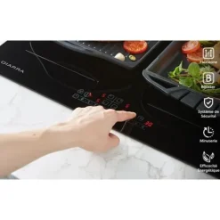 CIARRA Induktionshäll 4 zoner 2 modulförstärkare 7200W Barnsäkerhetstimer 59cm Sensitive Touch Svart glas