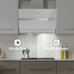 CIARRA Lutande huva 60 cm Wi-Fi ansluten Booster 4 hastigheter 650 m3/h Klass A+++ Huva Touchknapp Vit