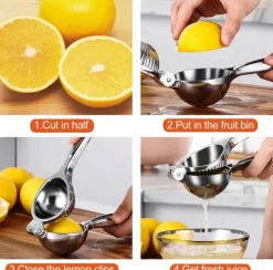 Citronpress med 7 cm diameter, handpress, citruspress, manuell, anti-etsningsmedel, manuell tung juicepress, säker och hållbar citronklämma