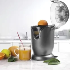 Citruspress - Automatisk - Grå - Droppstoppsystem - Diskmaskinvänlig - Kompakt