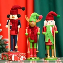 30CM julsläde, valnötsklämma, valnötssoldat, massivt trädekorationsgåva, hantverksprydnad