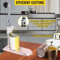 30cm 6st/min manuell kommersiell konservöppnare, effektiv skärning, 2 monteringssätt, arbetsbesparande vridhandtag, lätt och hållbar