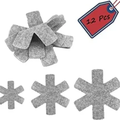 Creacom 12 st Pan Protectors Halkskyddade kuddar för kokkärl Pansavdelare och skydda pannytorna