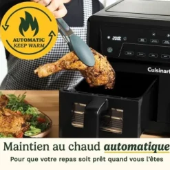 CUISINART Airfryer AFD10XBLE - 10,4 l kapacitet - Dubbel tank - Svart - 2400 W