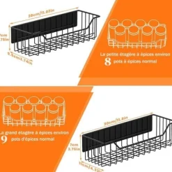 DÄCK Magnetisk kylhylla - 2 delar - Köksförvaring - Kryddhållare i metall