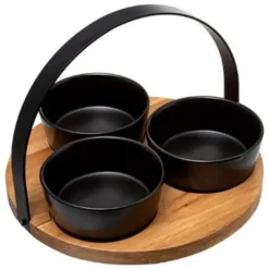 4-delad aperitifset "Wild" 21cm Svart & Natur