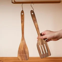 7-Delad träslev Set för matlagning, Akacia träredskap, Träslev Set för kök