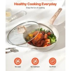 19-delade Grytor och Kastruller, Granit Nonstick, Köksredskap i Vit Färg, Lätt att Rengöra