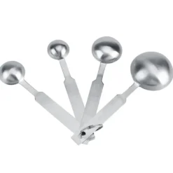 4-delade mätskedar i rostfritt stål för torra och flytande ingredienser