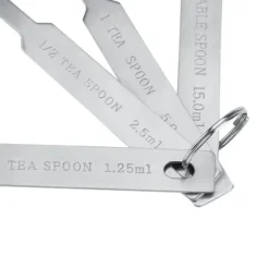 4-delade mätskedar i rostfritt stål för torra och flytande ingredienser