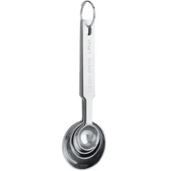 4-delade mätskedar i rostfritt stål för torra och flytande ingredienser