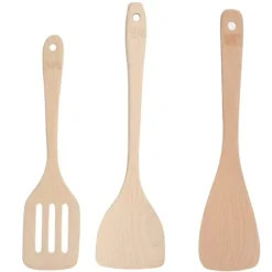 3-delars set omålade träspatel köksredskap matlagningsverktyg för non-stick pannor