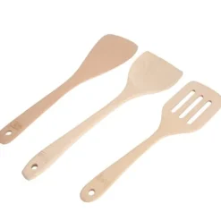 3-delars set omålade träspatel köksredskap matlagningsverktyg för non-stick pannor