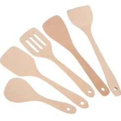 5-delars set träspatelsked matlagningsverktyg köksredskap kit för non-stick panna