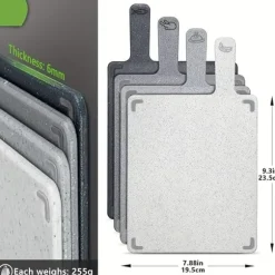 5-delars Skärbräda i Vetehalm med Ställ – Multifunktionella Färgsorterade Skärbrädor för Kök