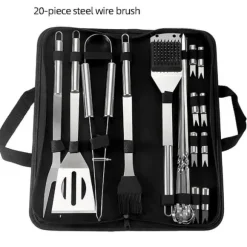 20-delat grillset i rostfritt stål, kombinationsverktyg för grillning