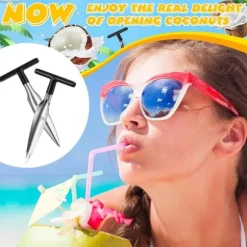 4-delat kokosöppnare-set för ungt grönt färskt kokosvatten, säkra och enkla att öppna kokosnötter