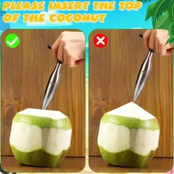 4-delat kokosöppnare-set för ungt grönt färskt kokosvatten, säkra och enkla att öppna kokosnötter