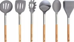 6-delat set med Kinghoff KH-1325 köksredskap i akacia