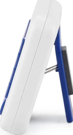 Digital kökstimer, 4-kanals köksnedräkningstimer med LCD-display, hopfällbart stativ och upphängningshål, magnetisk baksida (vit + blå)