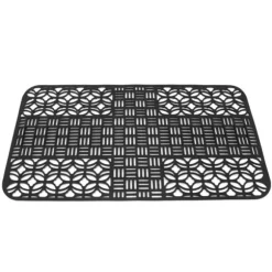 Diskbänksmattor Silikon Anti-halk Värmebeständig 66x35cm Stor storlek Fyrkantig ihålig diskbänksskydd för kök Svart