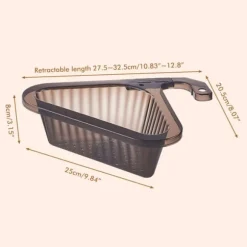 Diskbänkssilkorg Triangulär hörndiskbänkssil Punchfri diskbänkskorg med infällbart handtag för köksbadrum