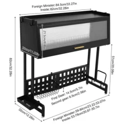 Diskställ - Över diskbänk torkställ - Utdragbar - Rosttålig - Mått 84,5×28×31 cm - Max belastning 100 kg - Kolstål och PP - Svart