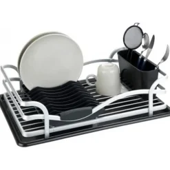 Diskställ - WENKO - Aluminium rostfritt - Avtagbar behållare - Svart - Matt silver