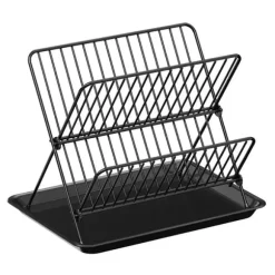 Diskställ 32 x 21 x 26,5 cm – svart metall med två våningar