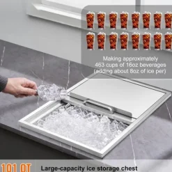 Drop-in Iskylare 27x18x21 tum, rostfritt stål med lock, hållbar design, perfekt för kylning av drycker, idealisk för fester och uteplatser