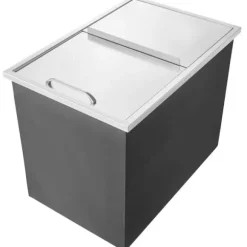 Drop-in Iskylare 27x18x21 tum, rostfritt stål med lock, hållbar design, perfekt för kylning av drycker, idealisk för fester och uteplatser
