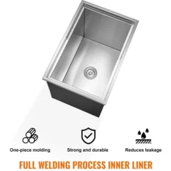 Drop-in Iskylare 27x18x21 tum, rostfritt stål med lock, hållbar design, perfekt för kylning av drycker, idealisk för fester och uteplatser