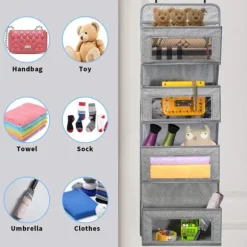 Dörrhängande Förvarare - 4 Fickor med Genomskinligt Fönster - För Förråd/Badrum/Garderob (Gråvit)