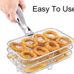 Dual Air Fryer Rack kompatibel för Ninja Multi Layered Dehydrator Racks 304 rostfritt stål Dual Air Fryer Stativ Stativ Air Fryer Tillbehör