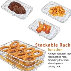 Dual Air Fryer Rack kompatibel för Ninja Multi Layered Dehydrator Racks 304 rostfritt stål Dual Air Fryer Stativ Stativ Air Fryer Tillbehör