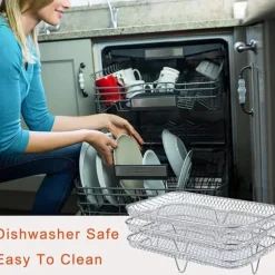 Dual Air Fryer Rack kompatibel för Ninja Multi Layered Dehydrator Racks 304 rostfritt stål Dual Air Fryer Stativ Stativ Air Fryer Tillbehör